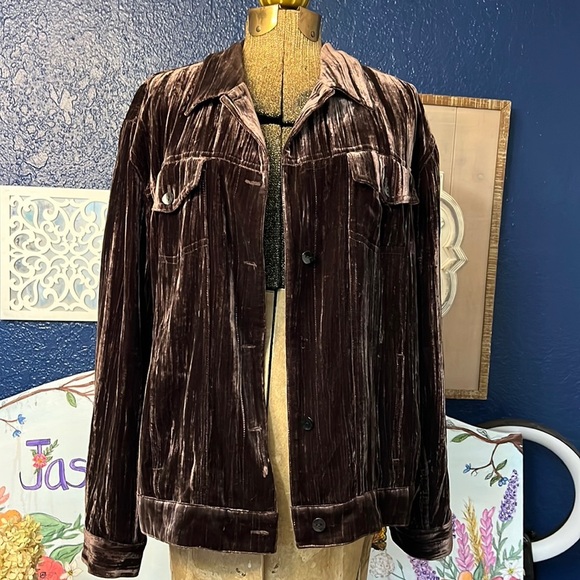 CHICO’S CRUSHED VELVET RAYON/SILK BLEND JACKET 2= MEDIUM - Picture 1 of 12